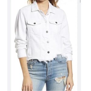 Hidden Women's White Denim Jacket with raw hem. Never worn